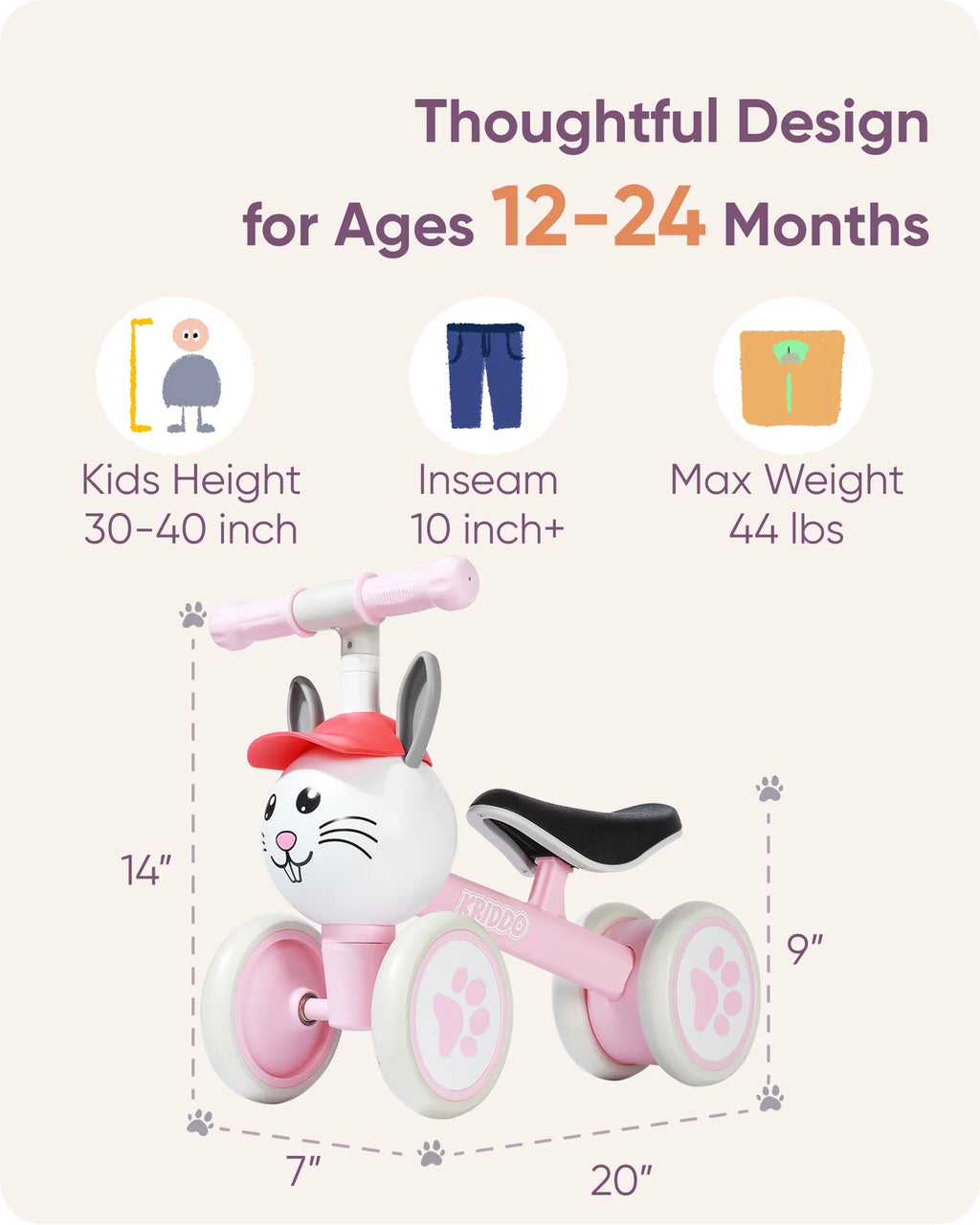 Baby Balance Bike for 1-2 Year Old M227