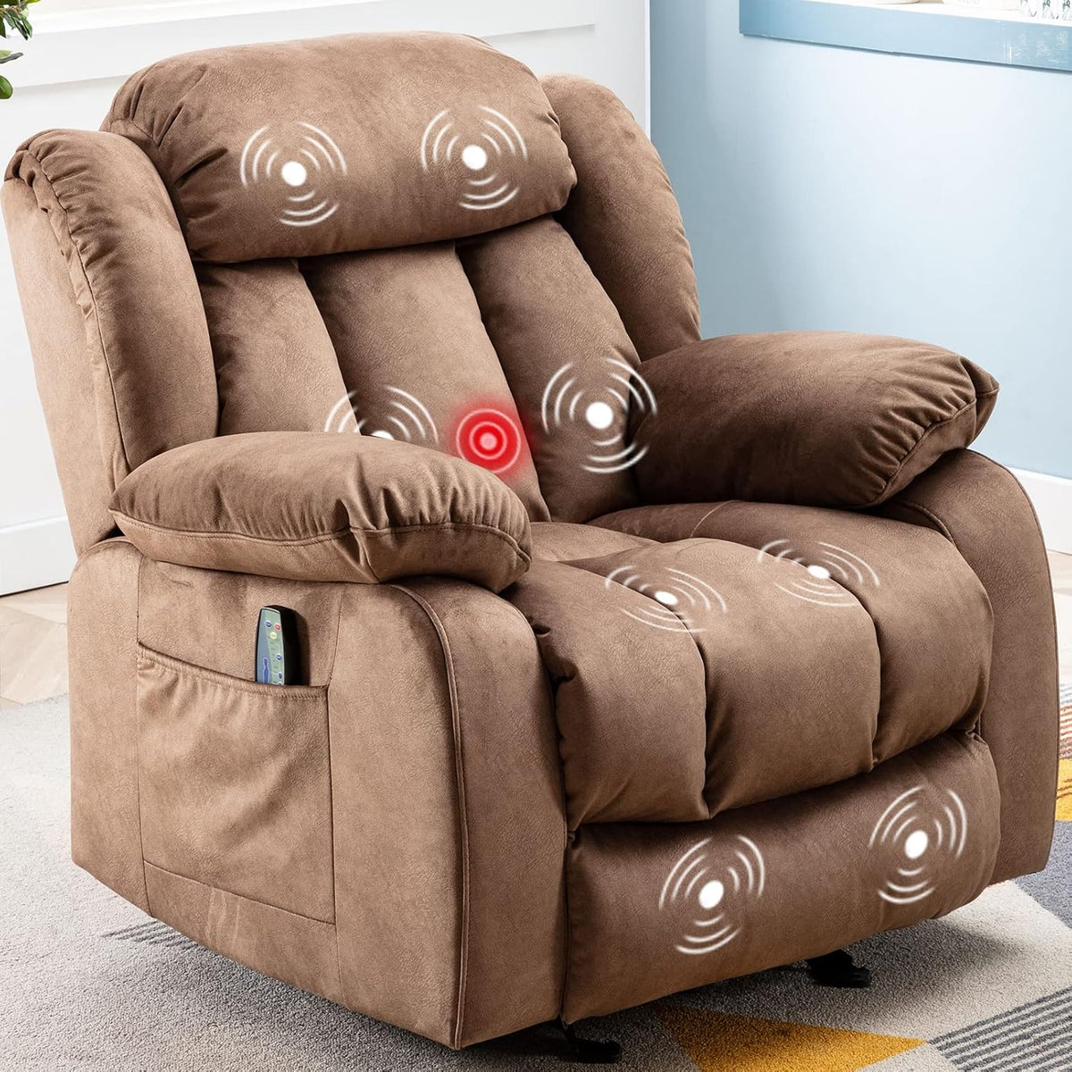 Navy Massage Recliner Chair with Heat and Vibration K922866