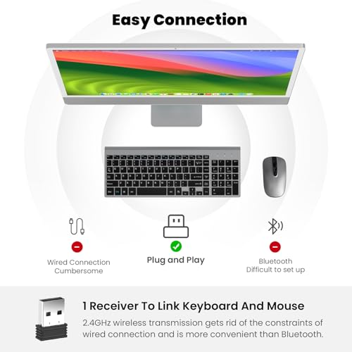 Blue Wireless Keyboard and Mouse Combo 2.4G N408