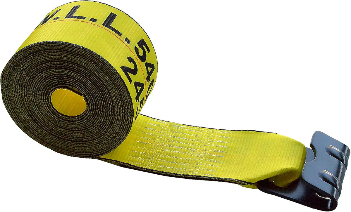4 Pack Yellow Heavy Duty Tie-Down Winch Strap with Flat Hooks B954098