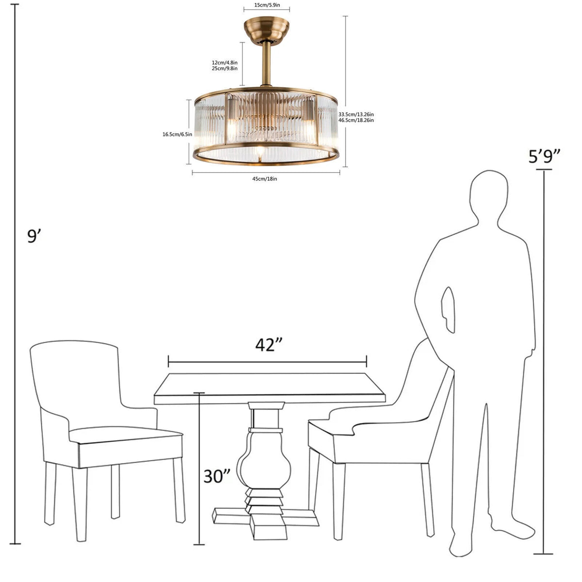 Caged Ceiling Fan Light with Remote A83331