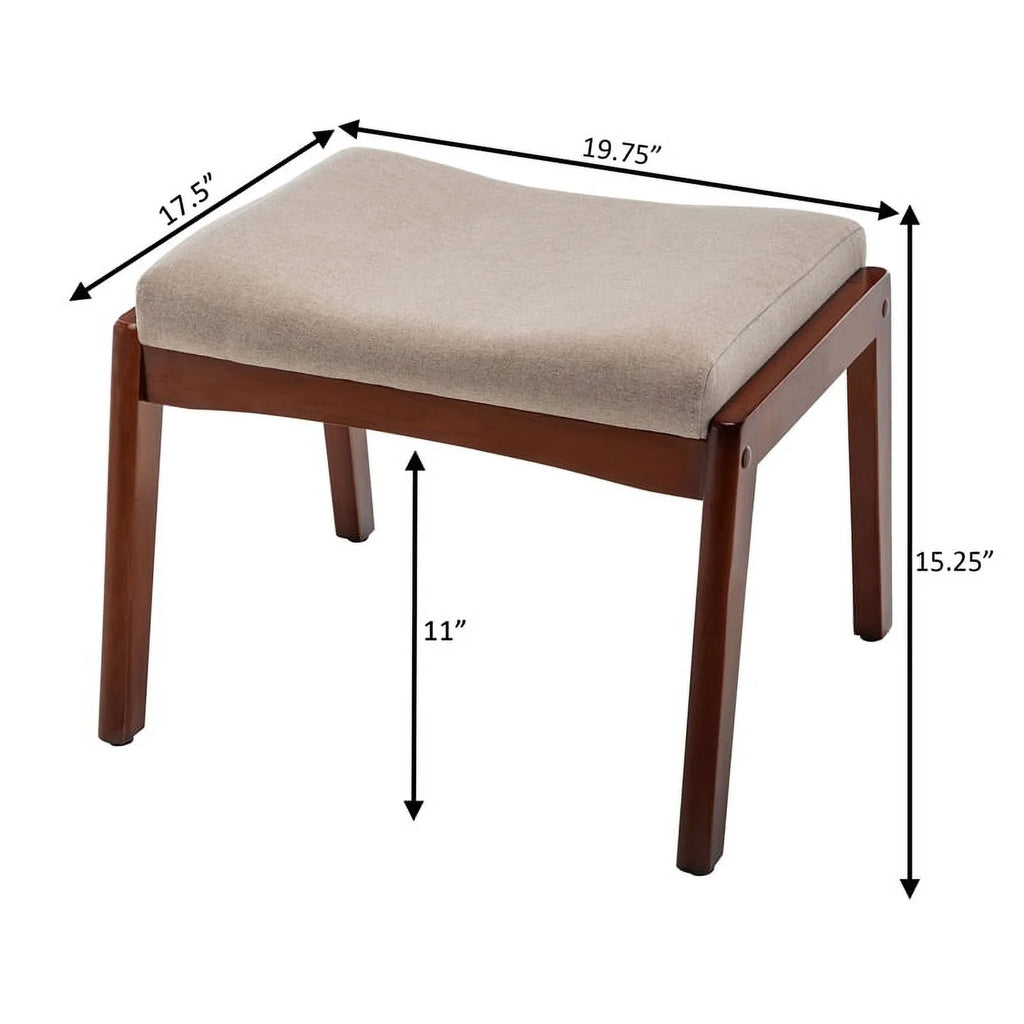 Beige Fabric Accent Lounge Armchair with Ottoman K354