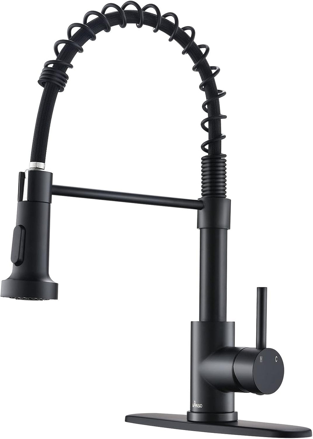 Black Kitchen Faucet, Commercial Single Handle One Hole Sus304 Stainless Steel Pull Down Faucet Matte Black K101