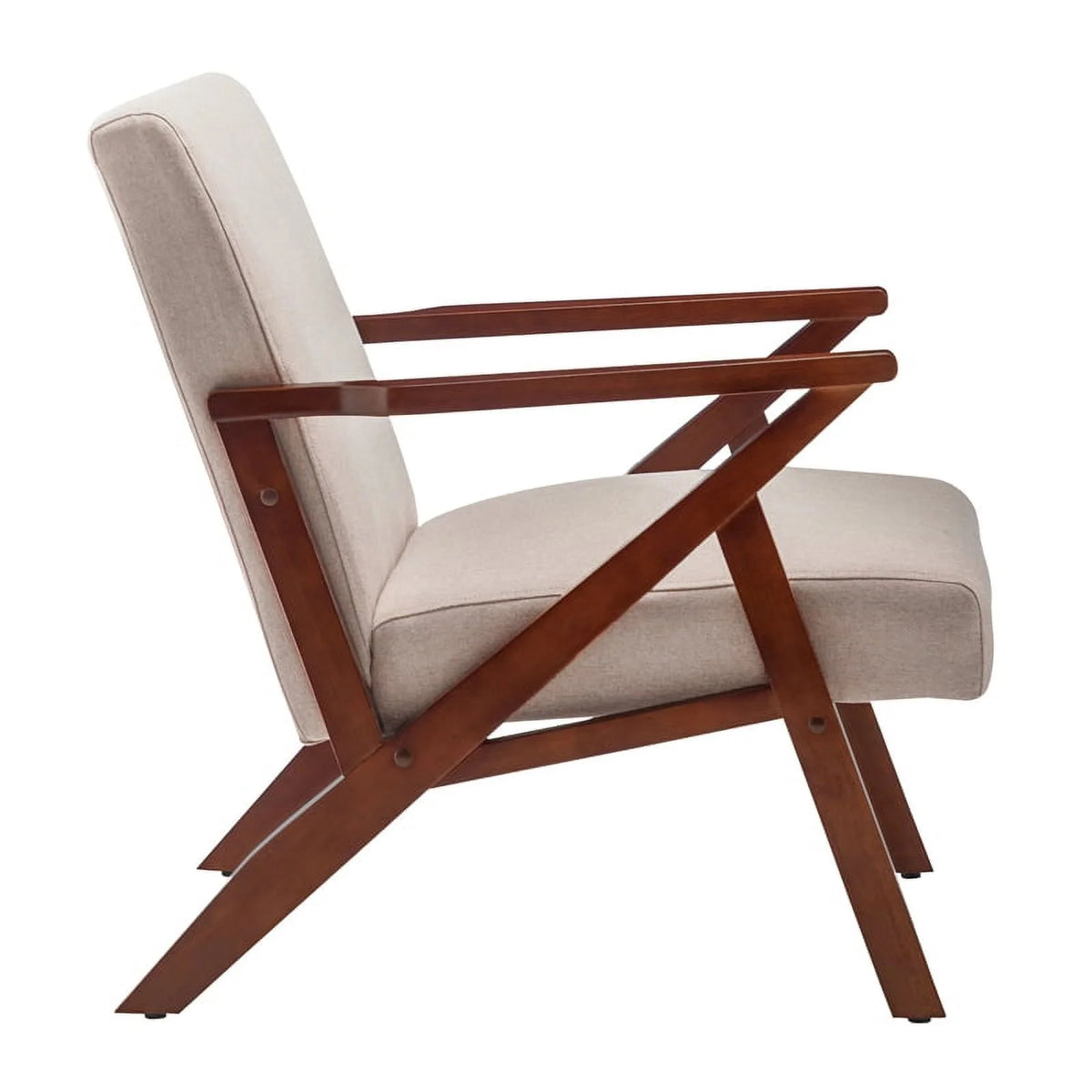 Beige Fabric Accent Lounge Armchair with Ottoman K354