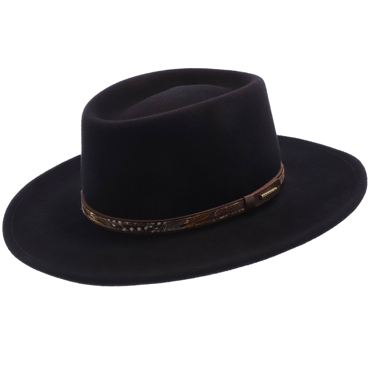 Crushable Gambler Hat Black Wool Felt X297780