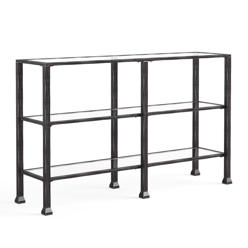 Black Metal and Glass 3-Tier Console Table A908710