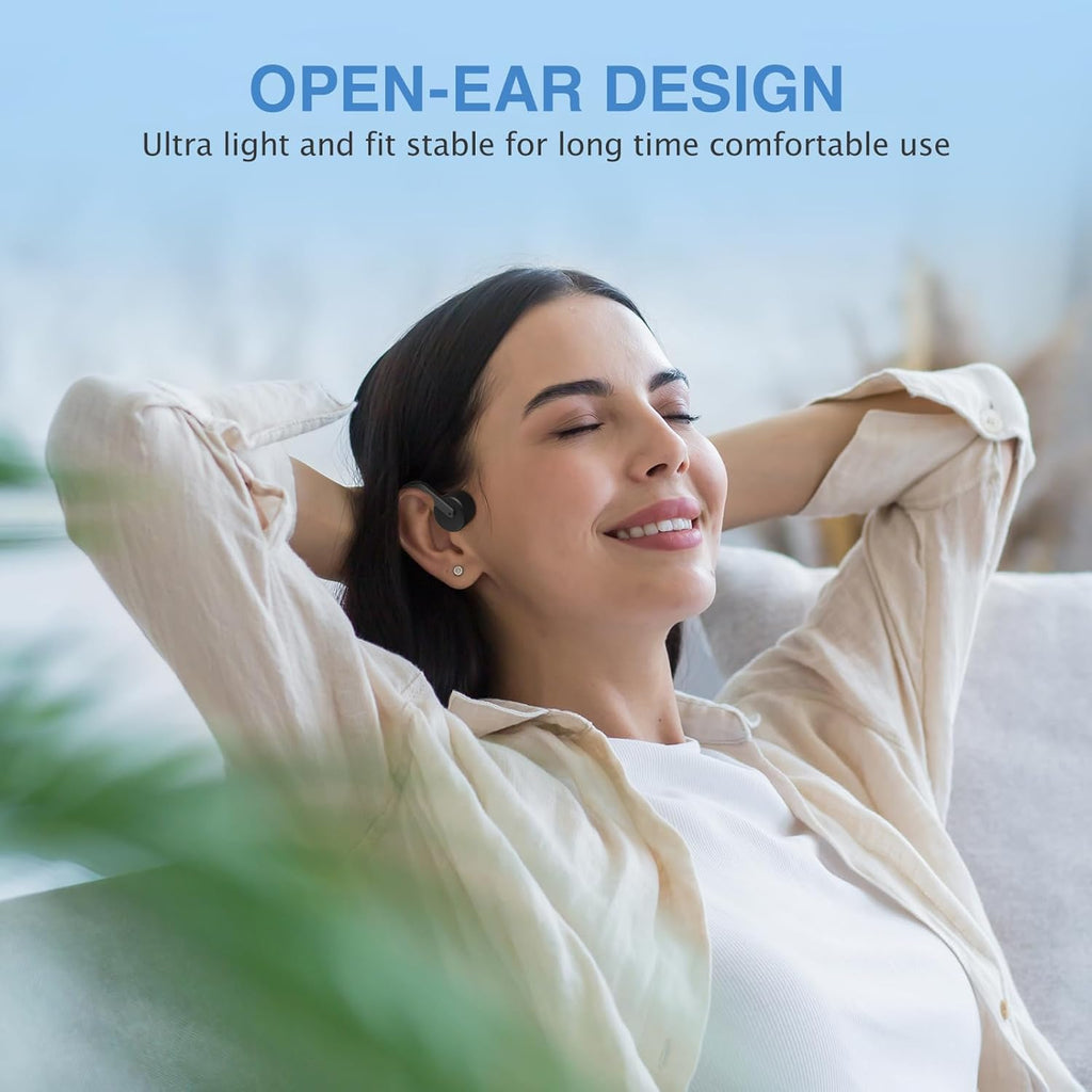 Bone Conduction Wireless Bluetooth 5.3 Open Ear Headphones with Mic, IPX6 Waterproof T858