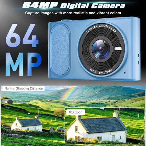 4K UHD 64MP Compact Digital Point and Shoot Camera with 32GB Card Z17921