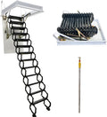 Black Al-Mg Alloy Folding Attic Ladder, 10.5 Ft, 13 Steps W191756