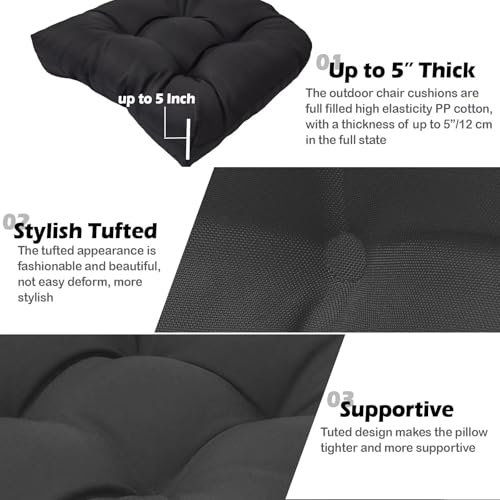 Water-Repellent Outdoor Chair Cushions Set of 2, 19”X19” Tufted Seat Cushions E317989