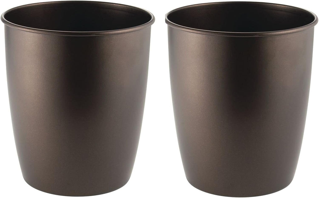 Round Metal Small Trash Can 2 Pack Satin B1308