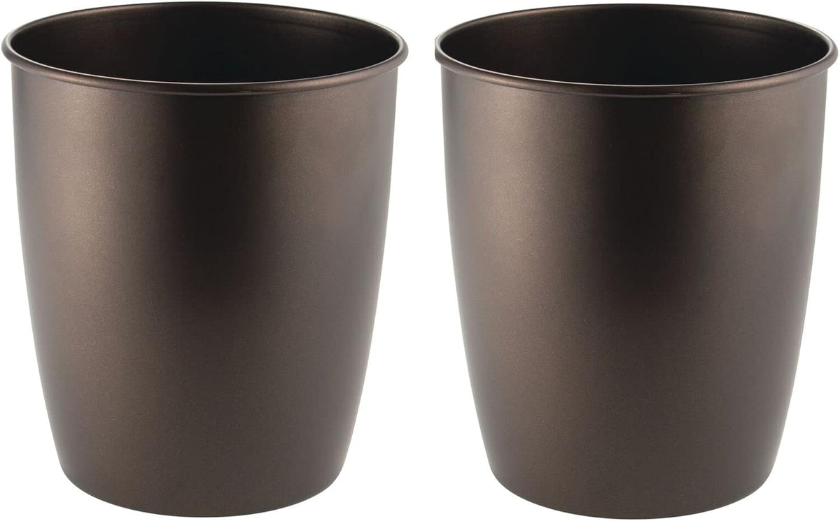 Round Metal Small Trash Can 2 Pack Satin B1308