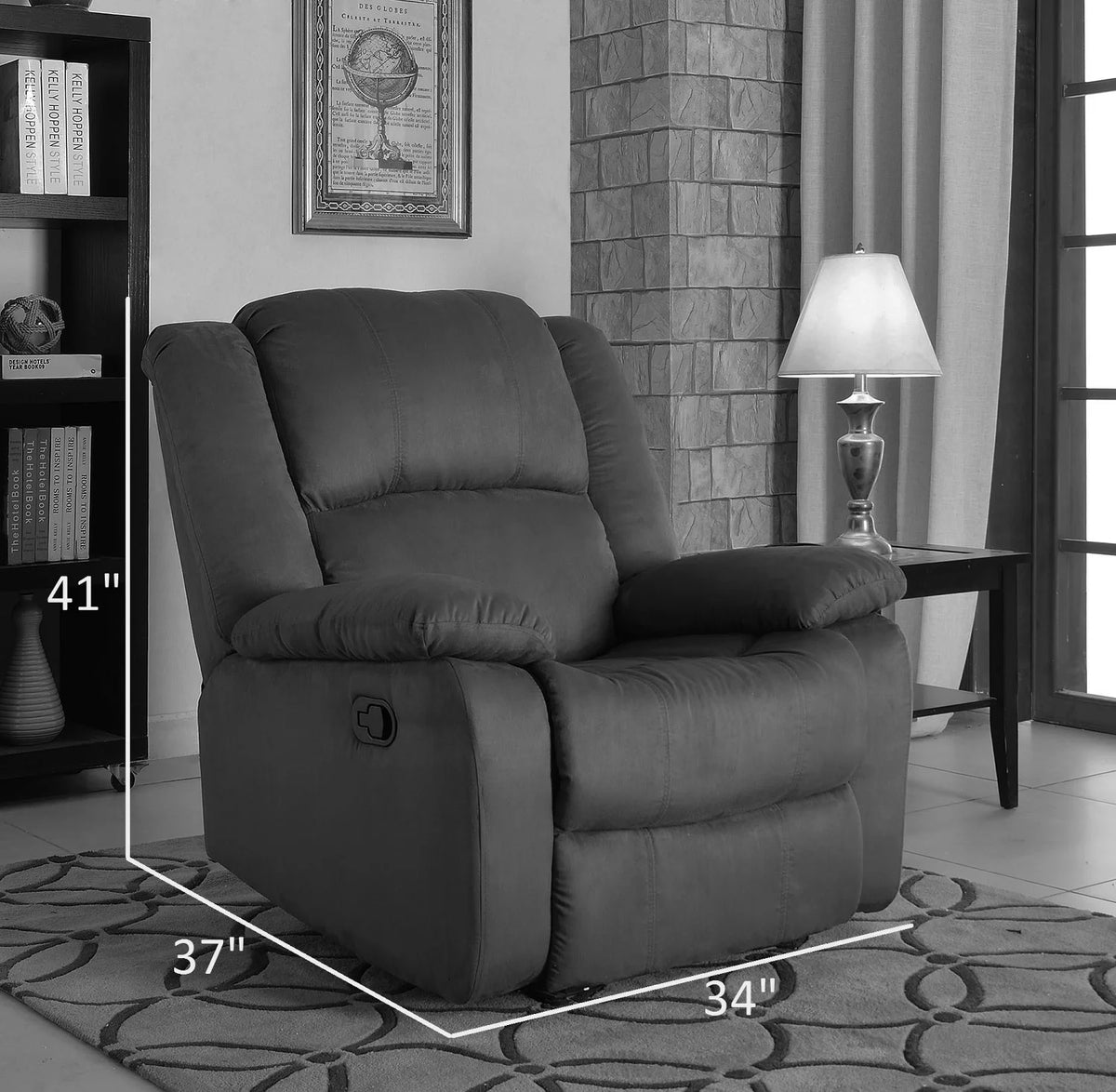 Gray Microfiber Recliner A1915