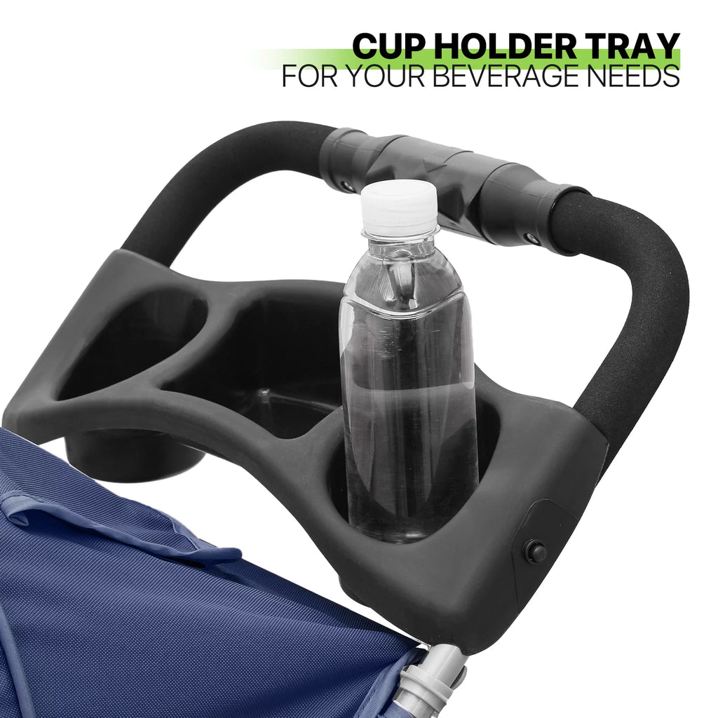 Foldable Pet Stroller with Wheels, Storage Basket and Cup Holder, Navy Blue Z315
