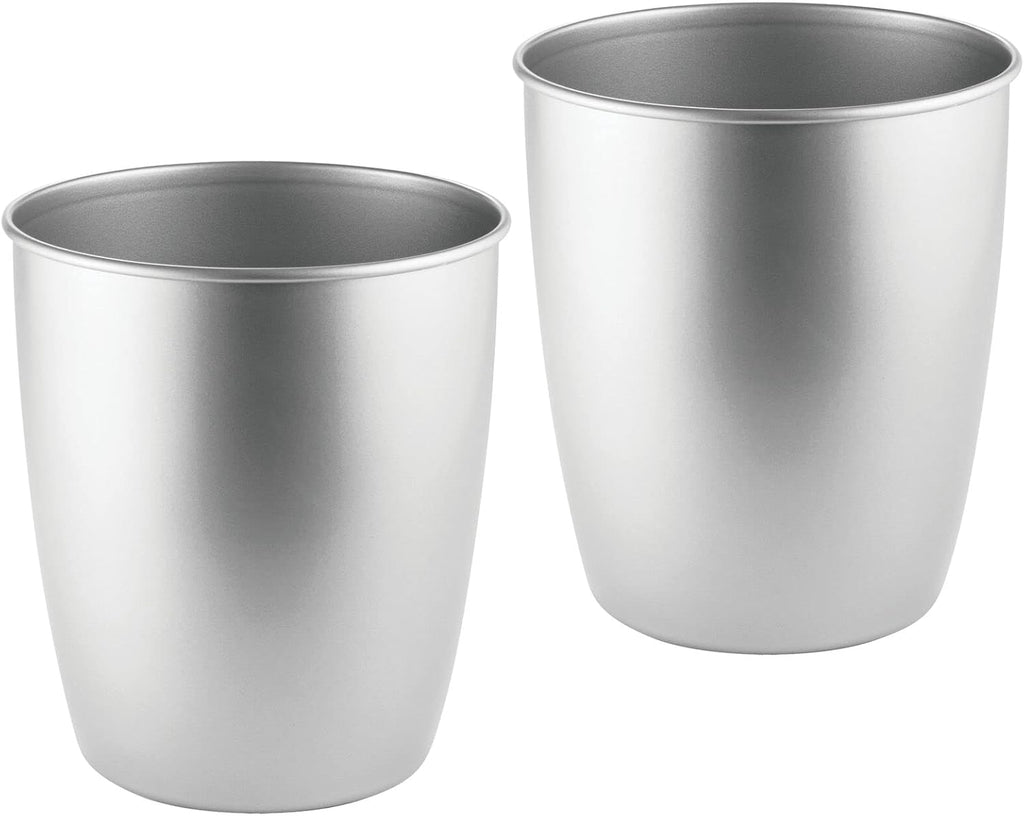 Round Metal Small Trash Can 2 Pack Satin B1308