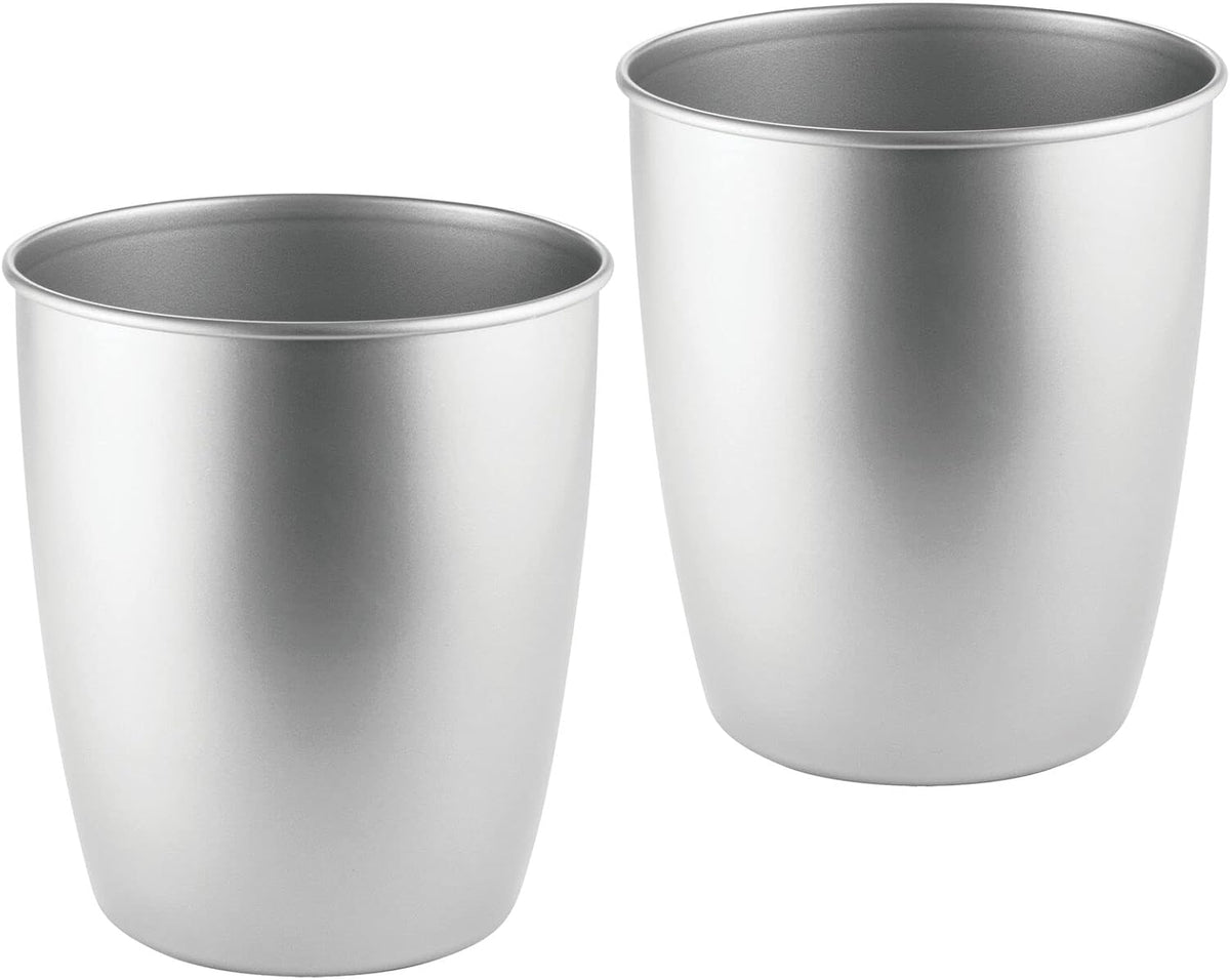 Round Metal Small Trash Can 2 Pack Satin B1308
