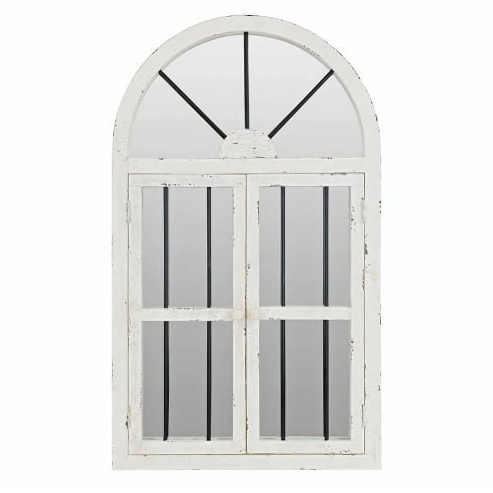 White Arched Window Wall Mirror 42" x 25" R35744