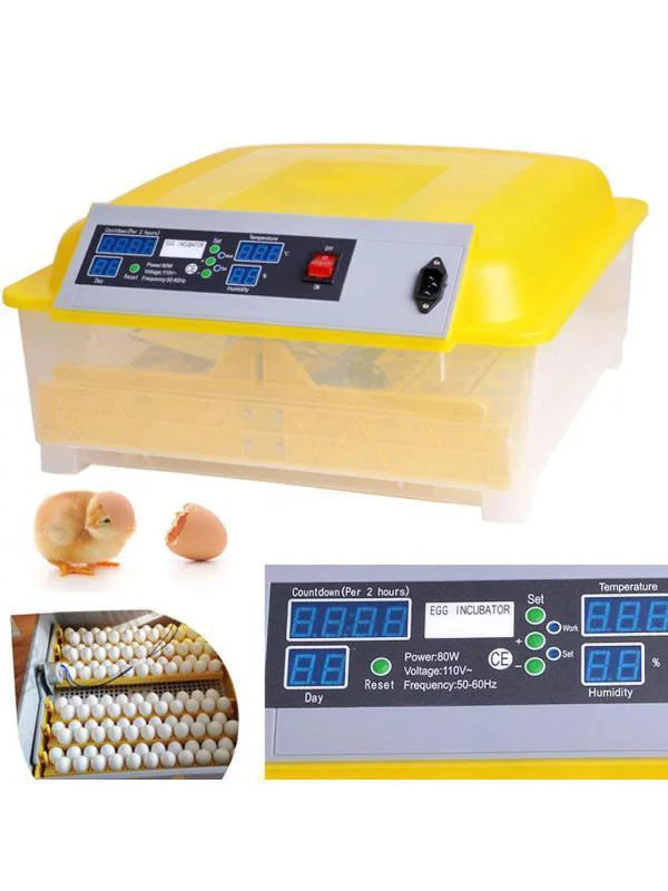 48 Egg Incubator Automatic Digital Clear Hatcher Turning Temperature Control 80W Yellow U978