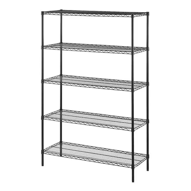 Black 5-Tier Heavy Duty Steel Wire Shelving Unit I89295