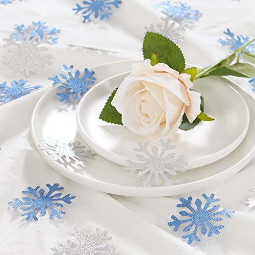 100pcs Glitter Paper Silver Blue Table Confetti O7894