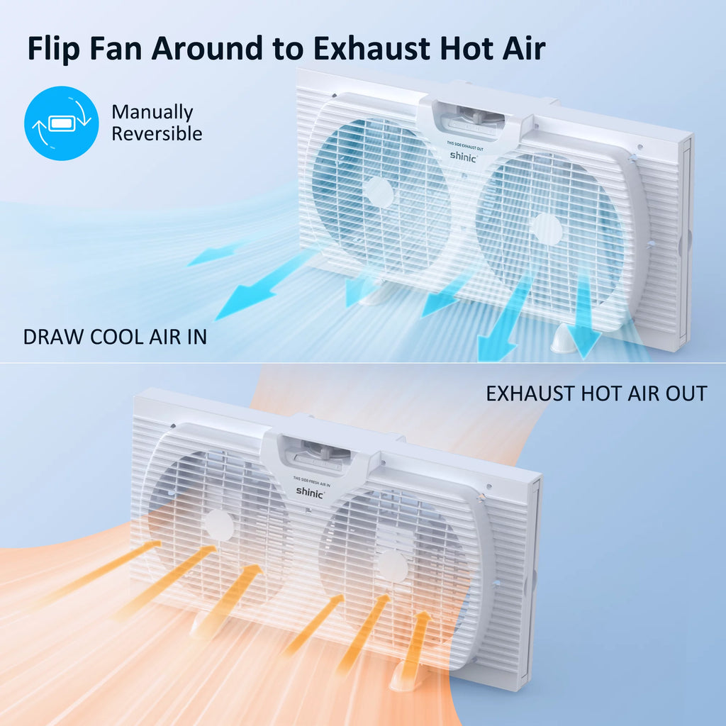9 3-Speed Twin Window Fan with Removable Bug Screen, White E6926