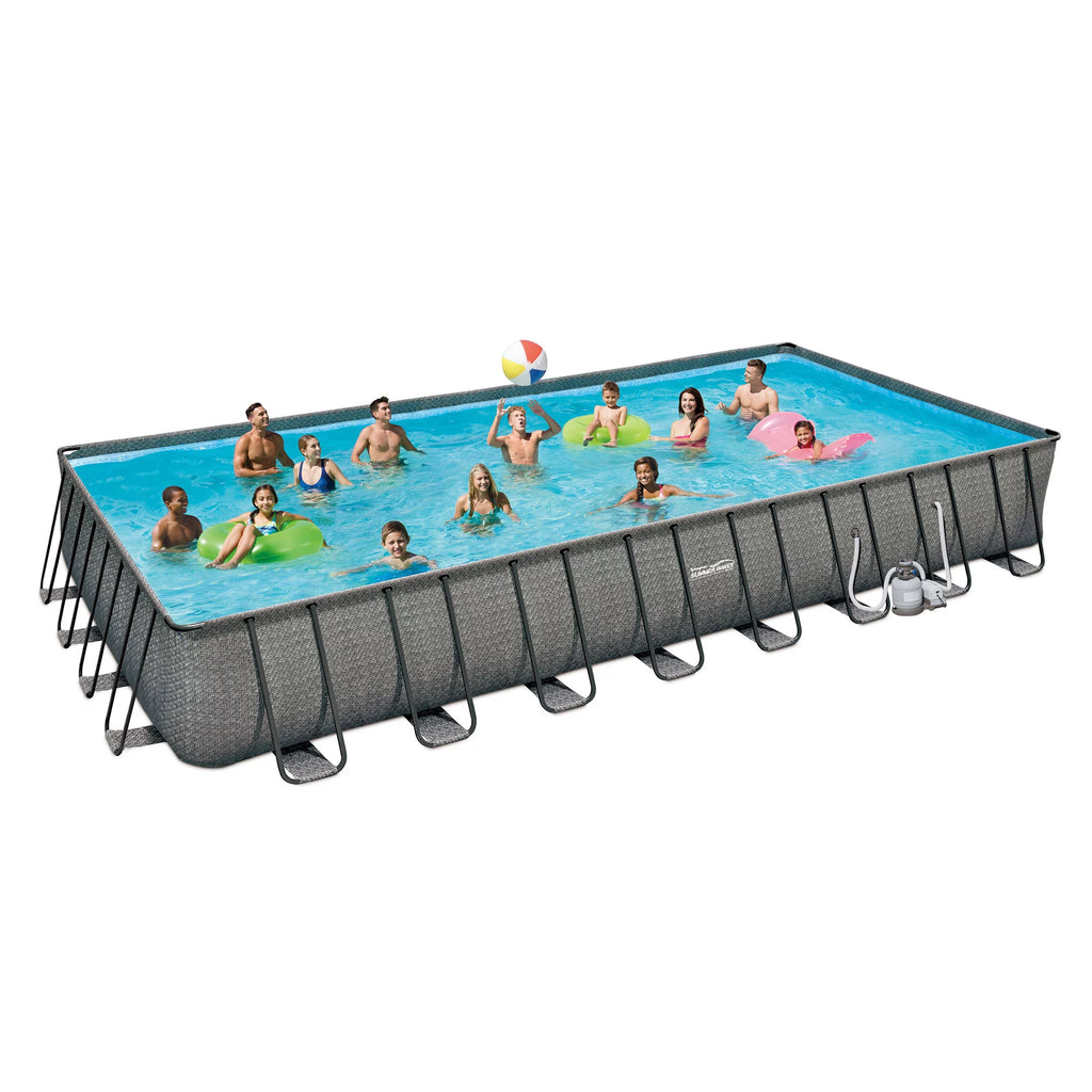 24 x 12 x 4.5' Rectangle Above Ground Frame Swimming Pool Set E755