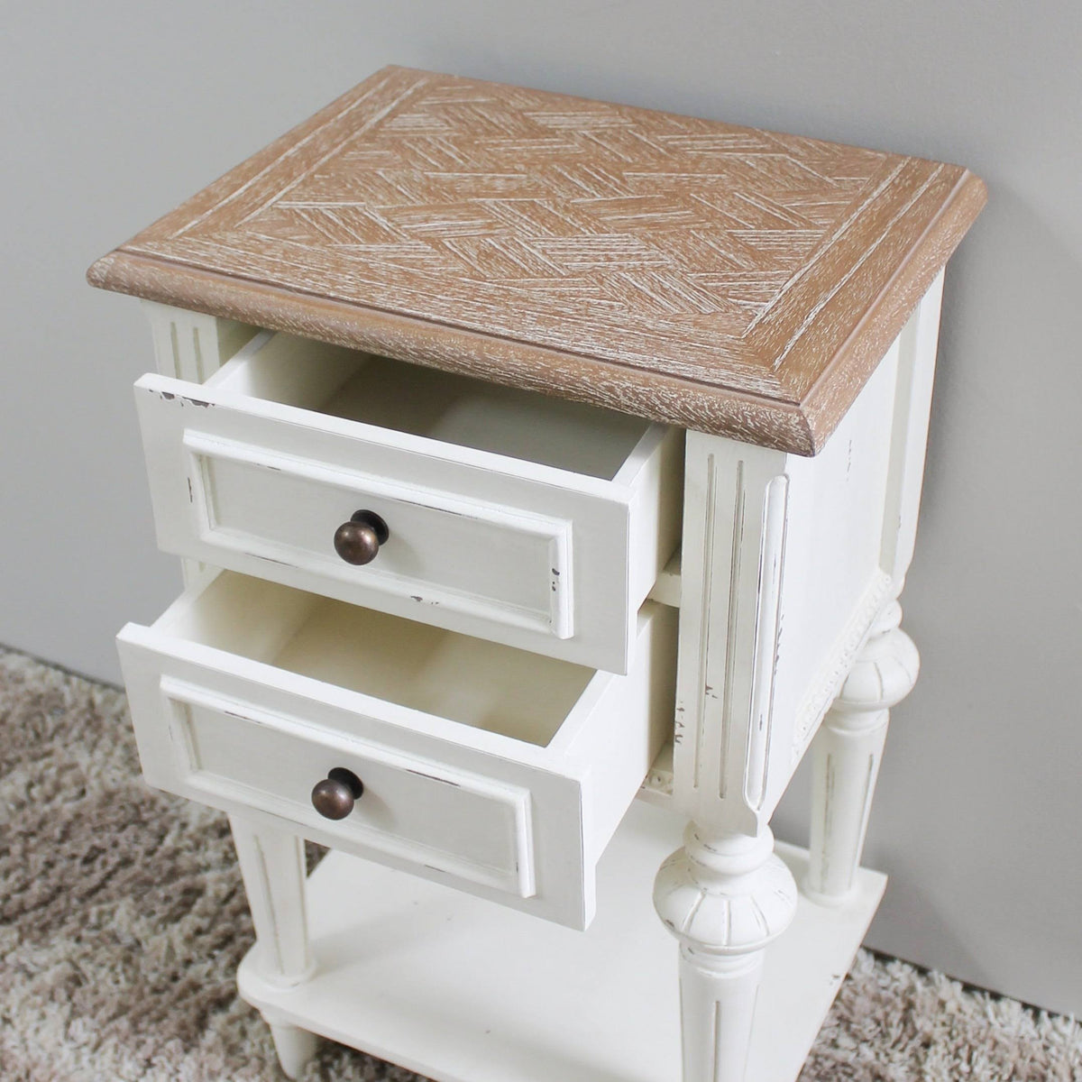 Oak Veneer Two-Drawer Side Table B866506