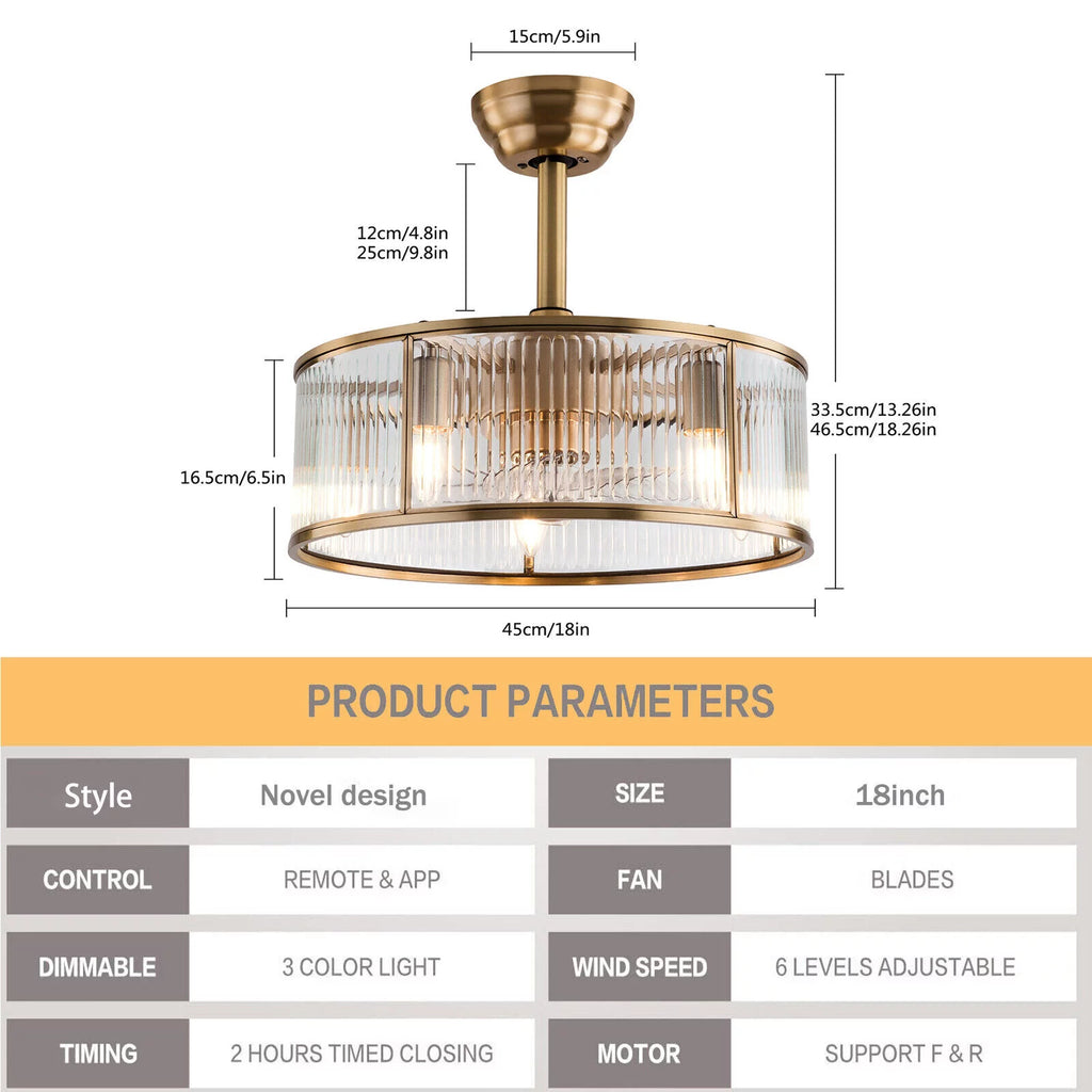 Caged Ceiling Fan Light with Remote A83331