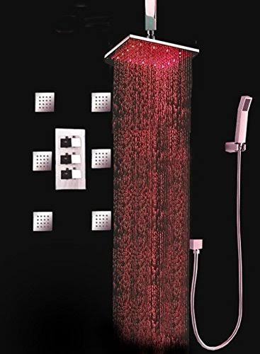 10x22 LED Rainfall Shower Head with 6 Massage Jet X47416