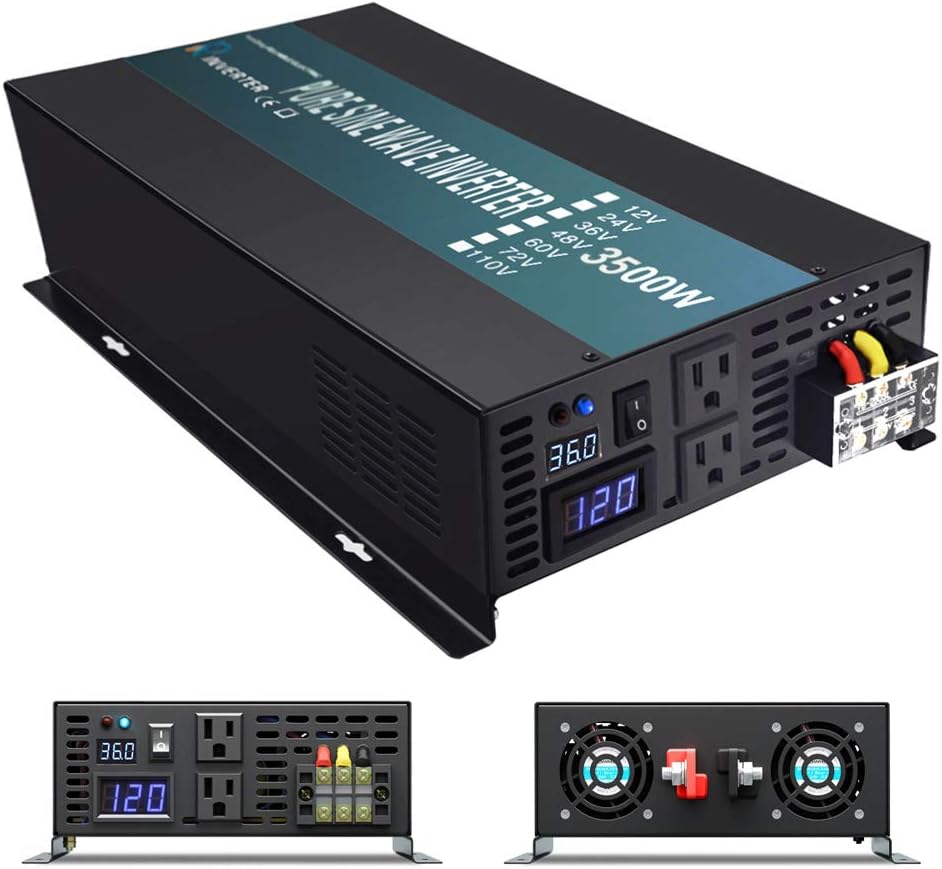 3000 Watt Continuous 6000 Watt Peak 36v Pure Sine Wave Power Inverter with 2 AC Outlets H31949