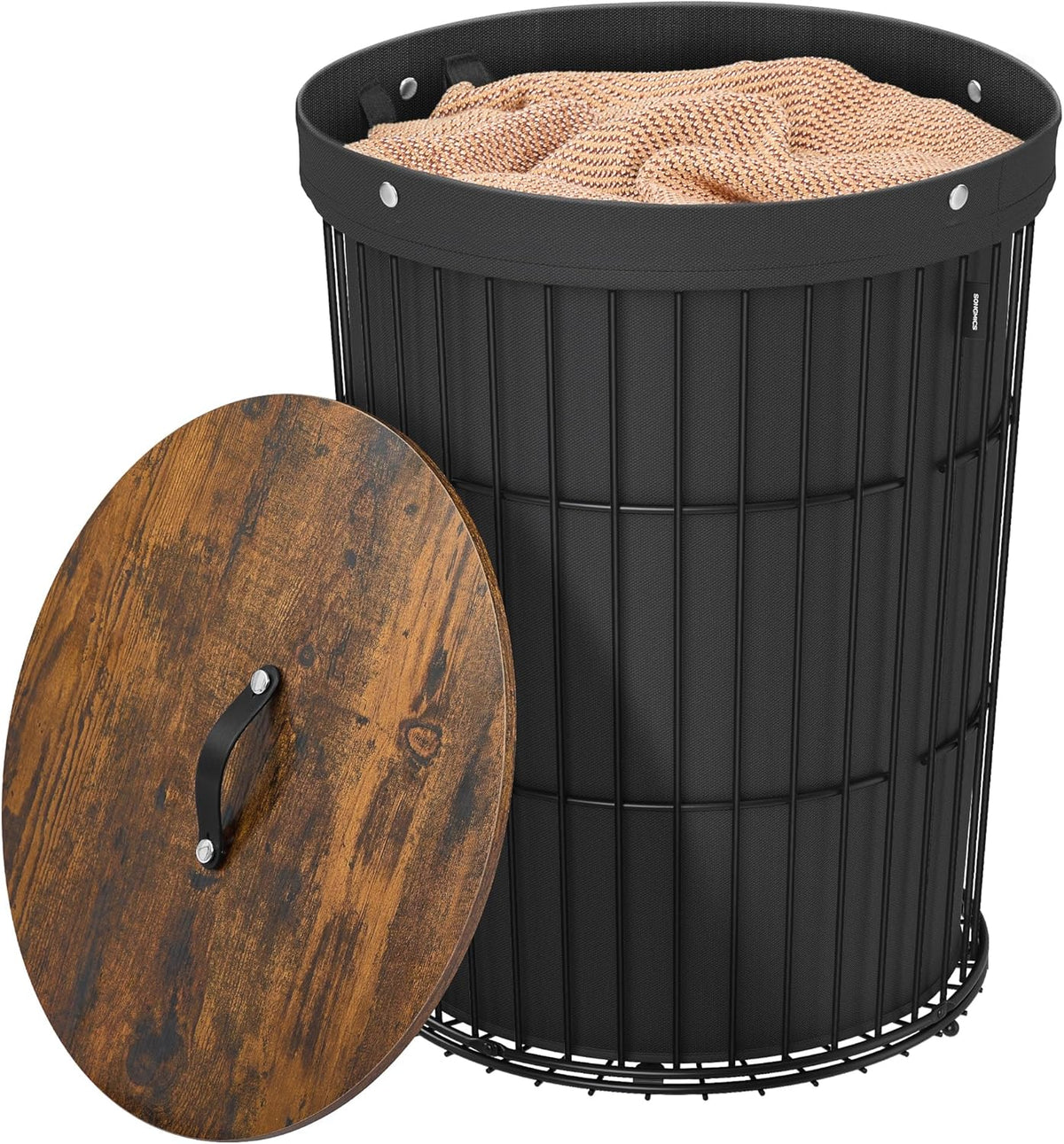 Ink Black 25 Gallons Laundry Hamper with Lid R378