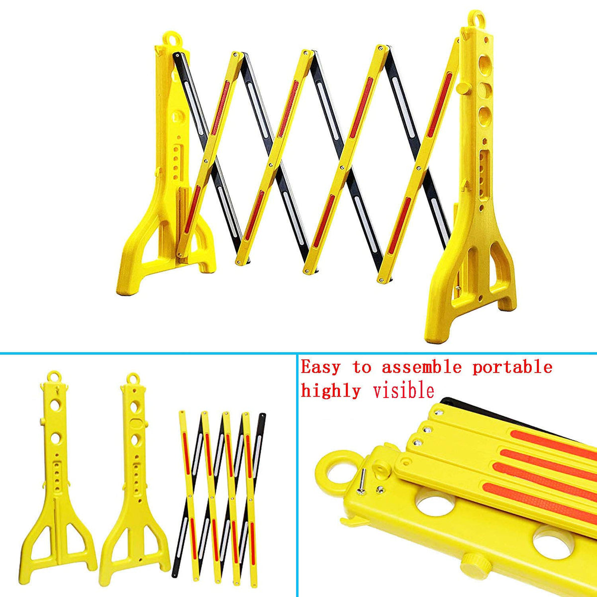 Expandable Mobile Barricade 2 Packs with 13 Feet Yellow Plastic Barrier Chain I6320