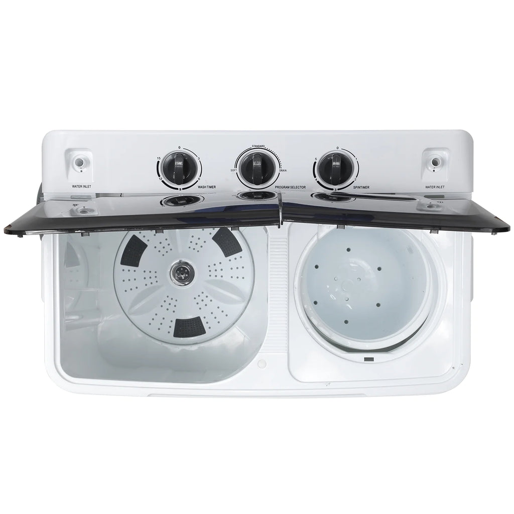 Portable 30LBS Twin Tub Mini Compact Laundry Washer Spinner Combo White Gray S15363