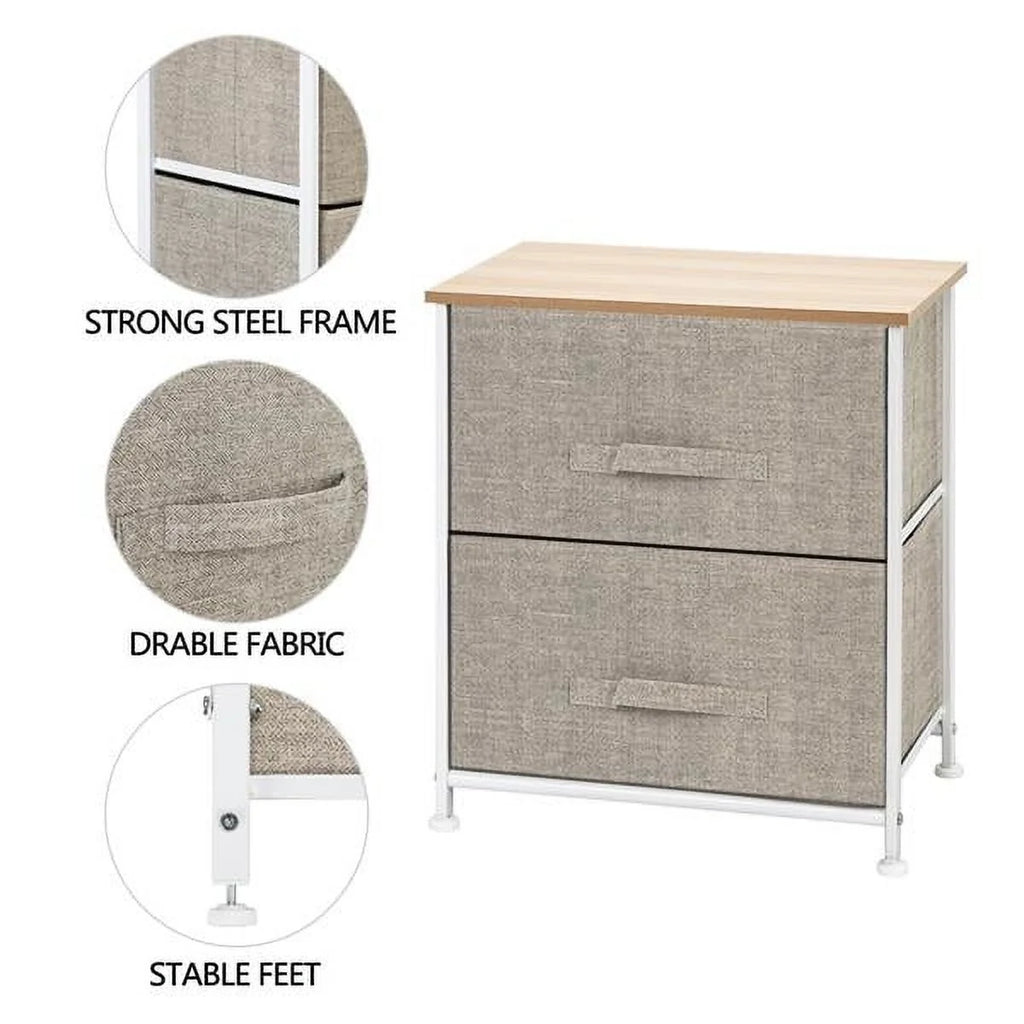 2 Drawer Fabric Nightstand U729441