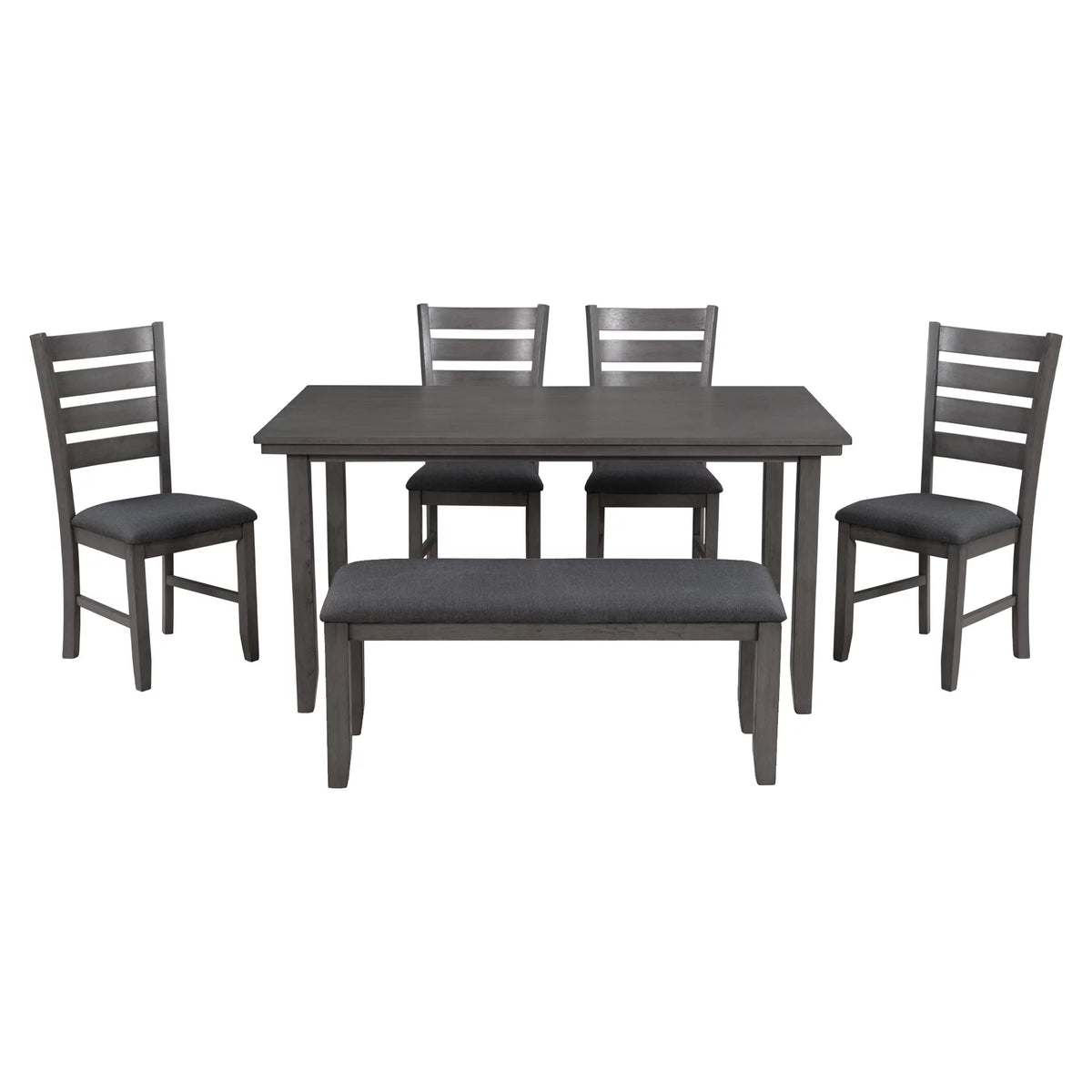 Gray Wood Dining Table and Chairs with Bench W2526