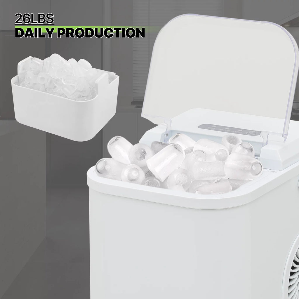 Black Portable Self-Cleaning Countertop Ice Maker with Scoop and Basket P452