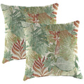 Almond Green Leaves Square Outdoor Throw Pillow 2 Pack L864