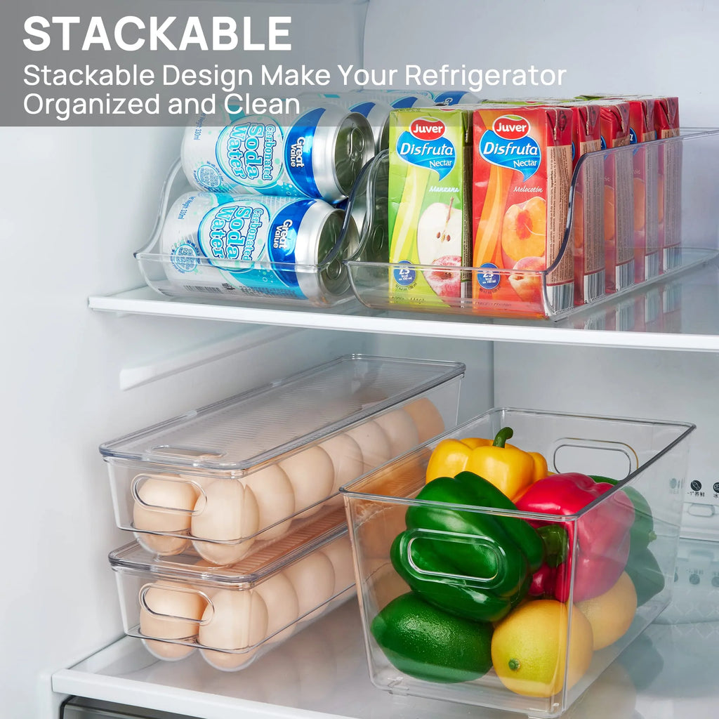 Set of 8 Clear Plastic Refrigerator Organizer Bins Q41462