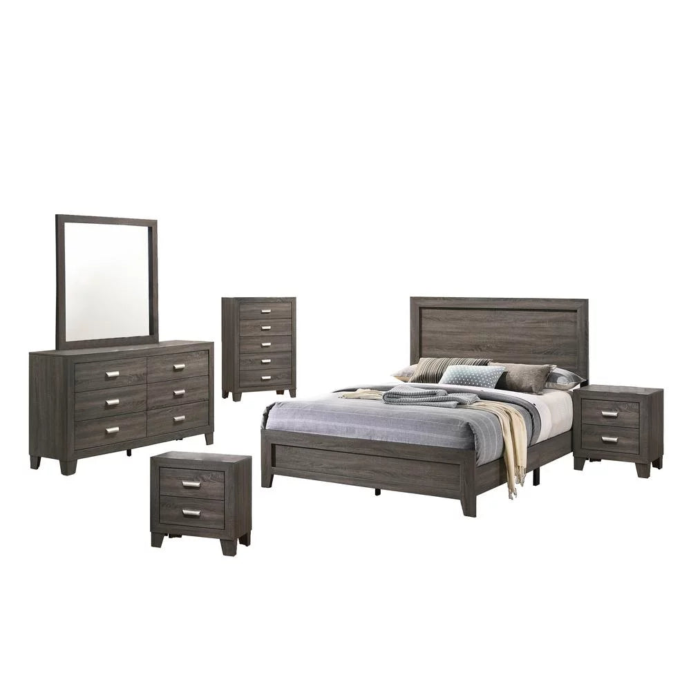 Gray 6pc Bedroom Set with Chest and 2 Nightstands O539838