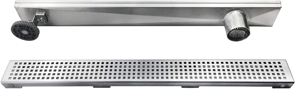 36-Inch Linear Shower Drain with Pattern Grate Cover, Brushed 304 Stainless Steel S143638