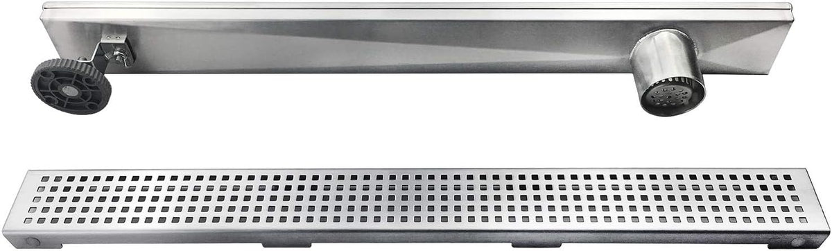 36-Inch Linear Shower Drain with Pattern Grate Cover, Brushed 304 Stainless Steel S143638