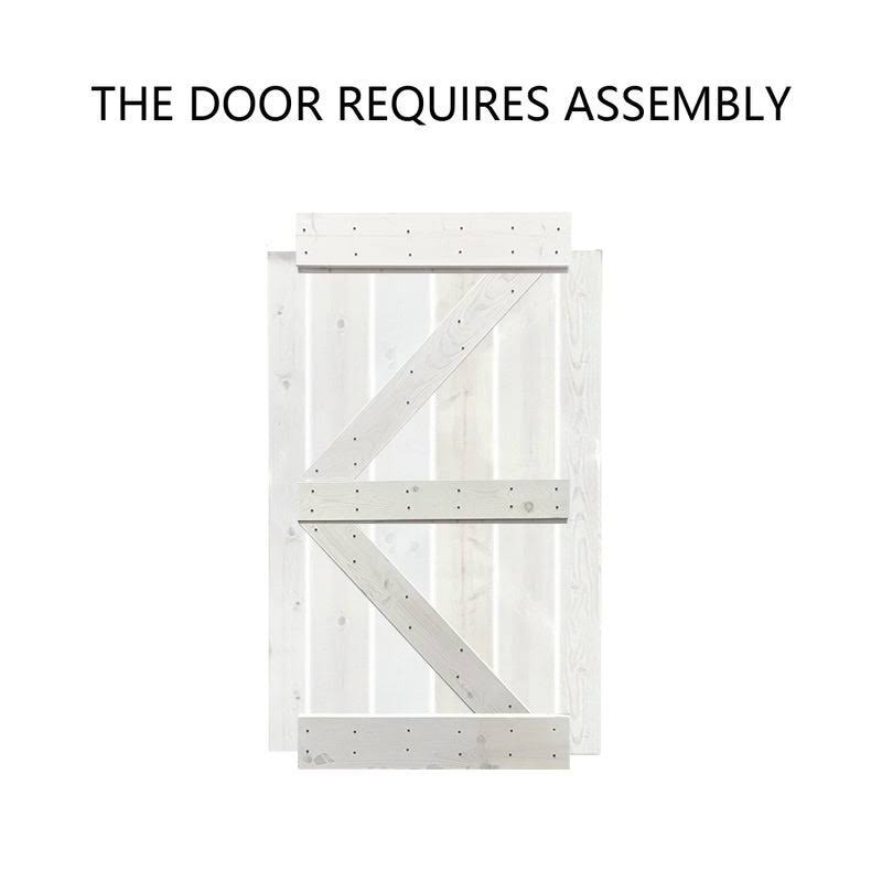 Solid Espresso Stained Knotty Pine Wood Interior Sliding Barn Door with Hardware Kit L28182