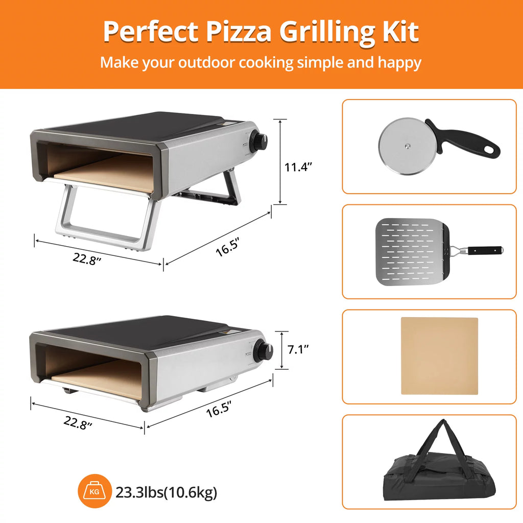 Portable Gas Stainless Steel Pizza Oven with Rotating Stone T575