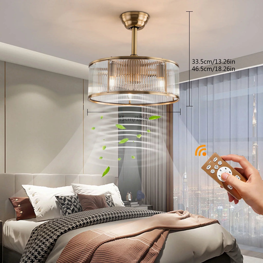 Caged Ceiling Fan Light with Remote A83331