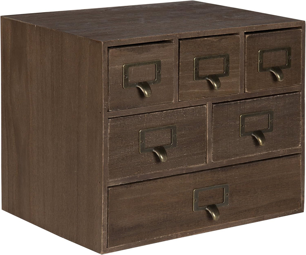 Rustic Black Wood 6 Drawer Desk Drawer Set with Letter Holder X65365