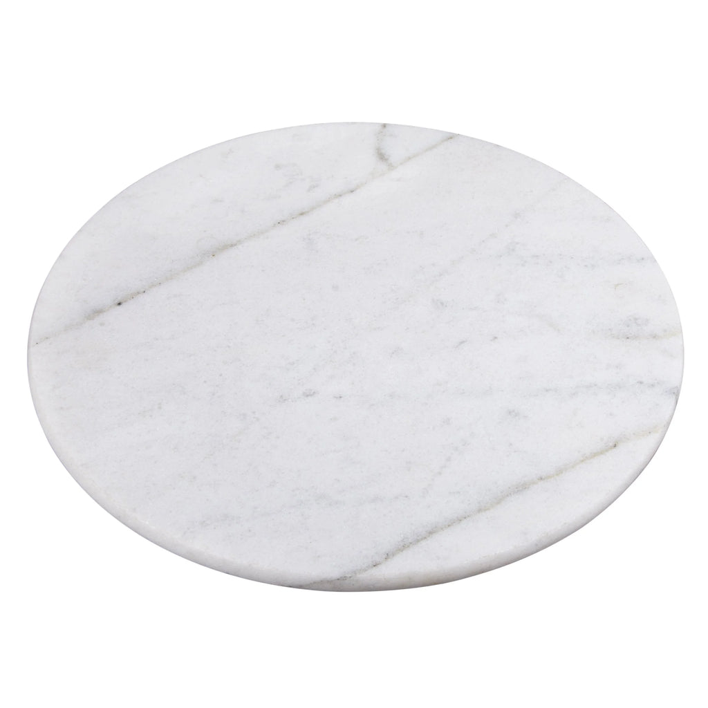 Natural Marble Lazy Susan Turntable, 12" Diam., Off-White Z36045