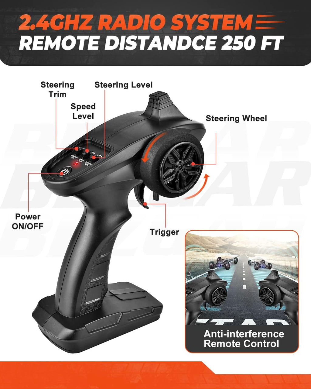 4WD 2.4GHz High Speed Remote Control Off Road RC Monster Car with 2 Rechargeable Batteries L134563