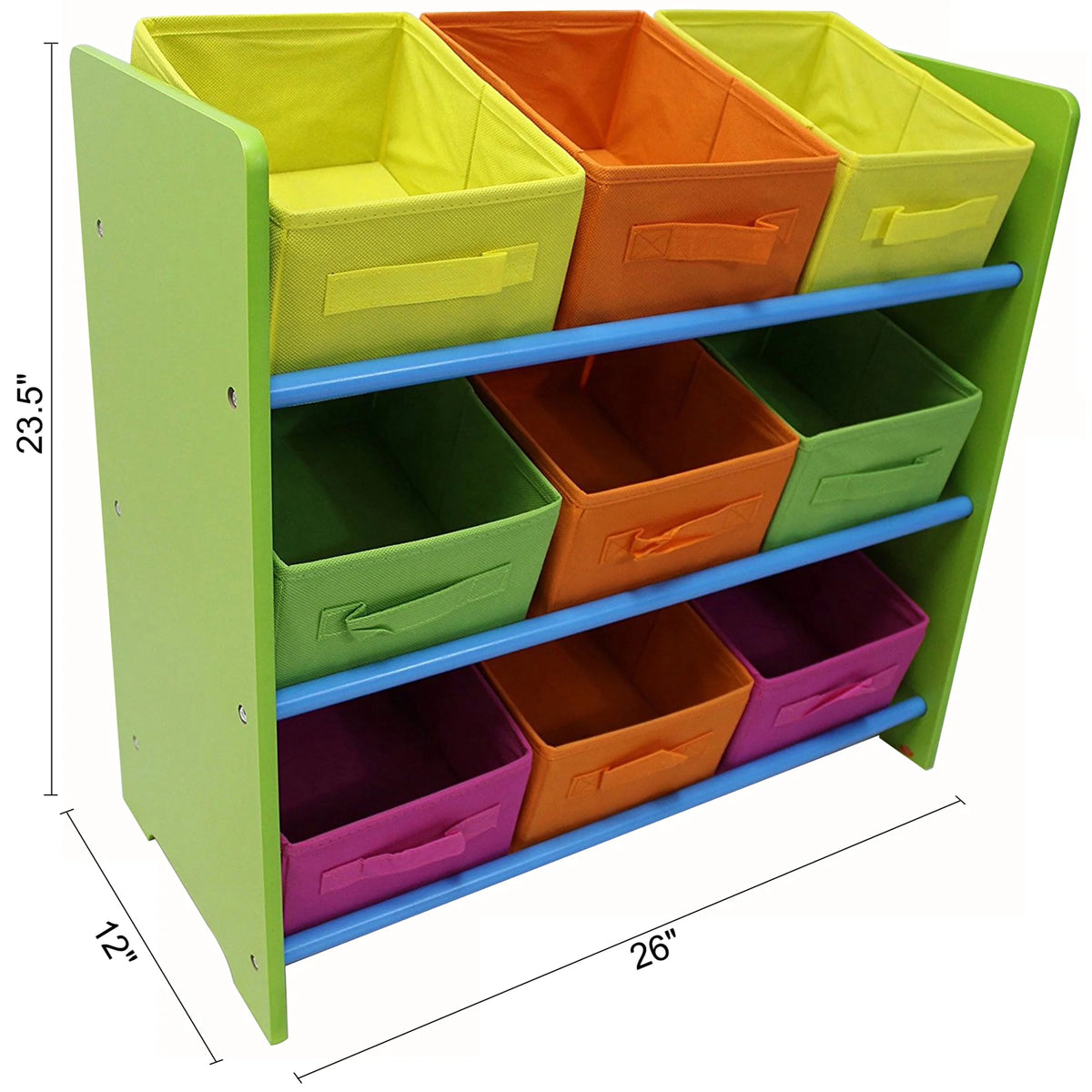 3 Tier Storage Unit with 9 Removable Fabric Bins Z95772