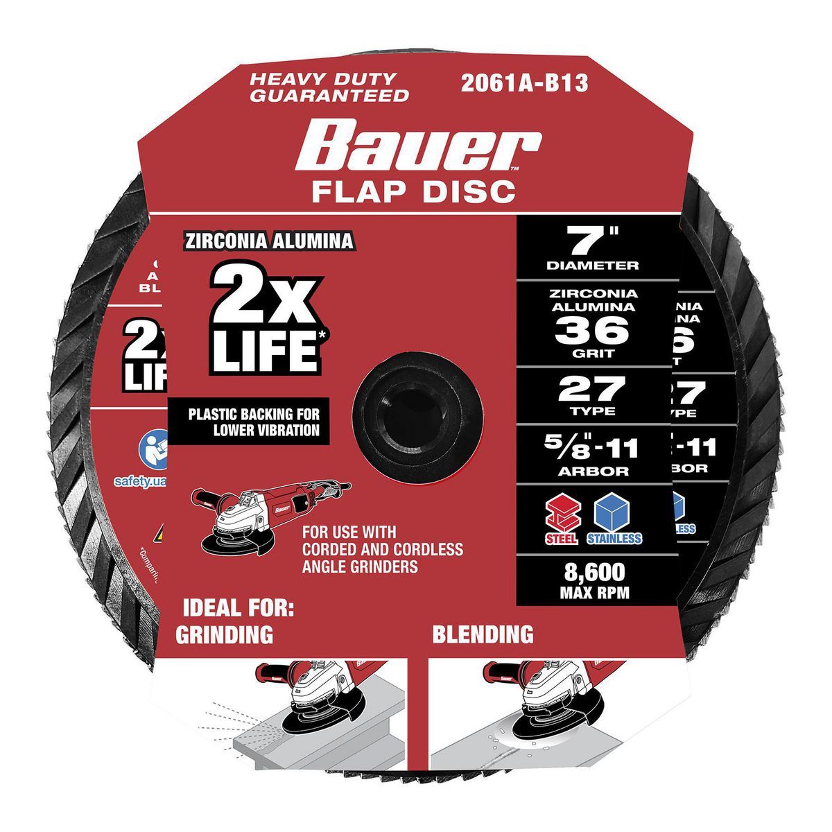 7 in. 36-Grit Type 27 Flap Disc with Zirconia Grain S3467