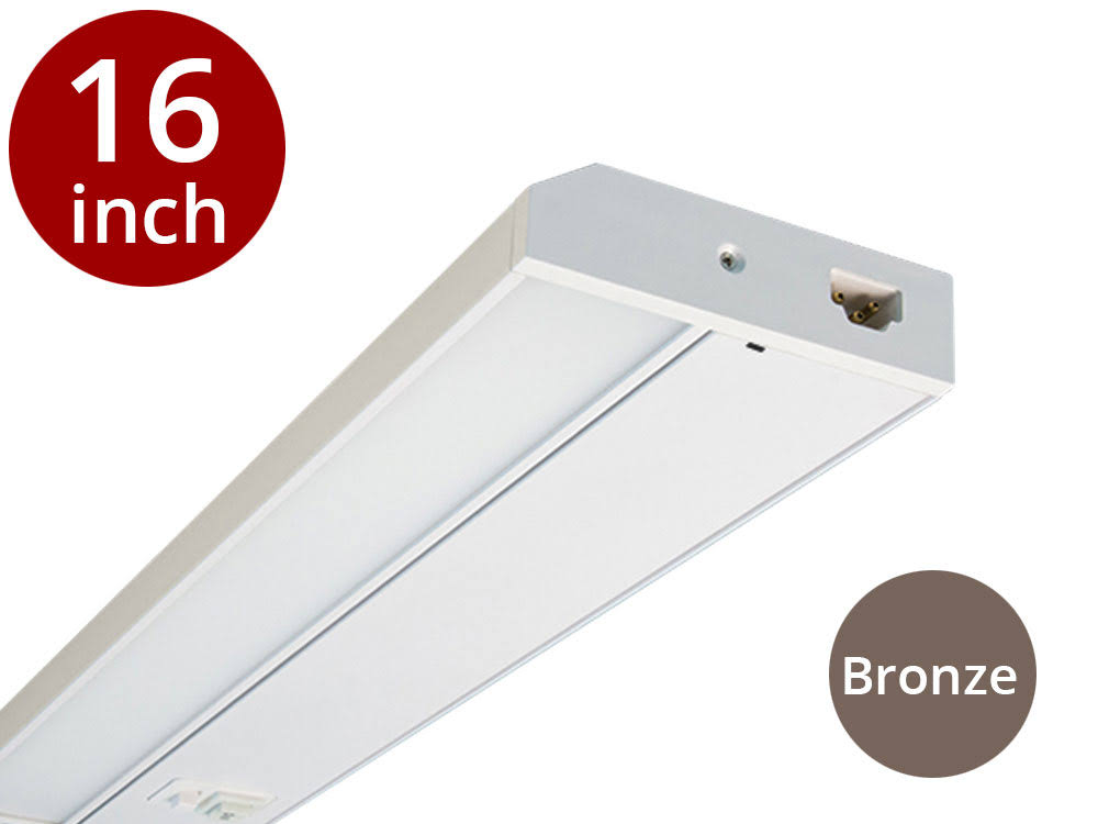 16 in LED Under Cabinet Light Bar 10W 850 Lumens 2700K 3000K 4000K 120V Bronze V7775